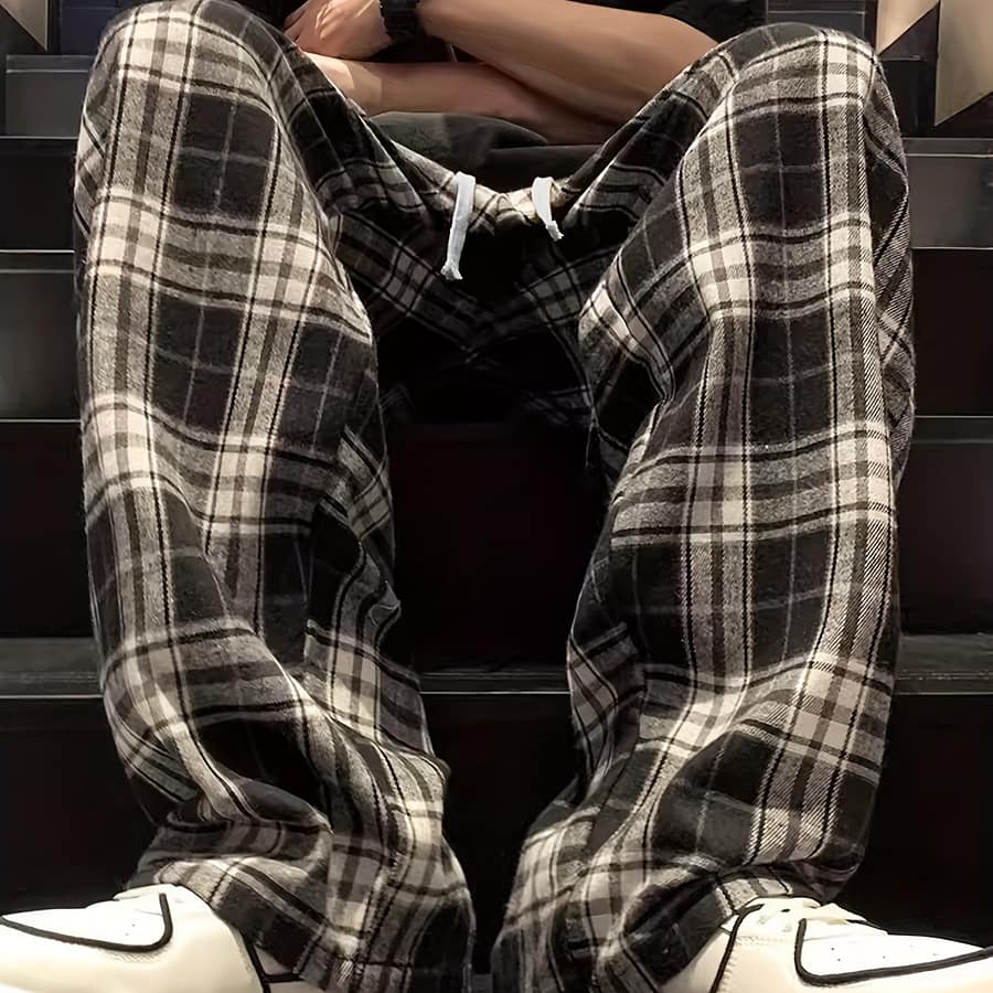 Plaid Casual Pants – Straight Leg, Non-stretch Fabric, Regular Fit, Style, Comfortable And Stylish For Everyday Wear Casual Shop Online at Dubai Trades 2