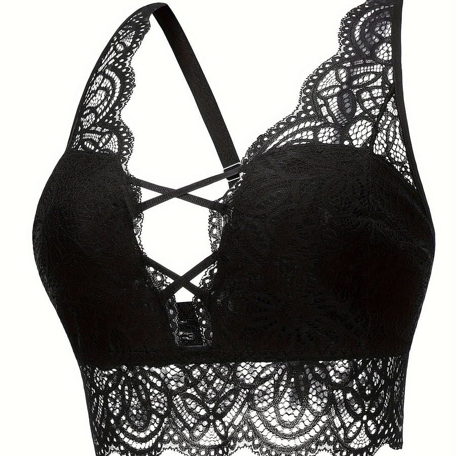 Plus Size Wedding Sexy Bra, Women’s Plus Floral Lace Crisscross Front Scalloped Trim Bralette Clothing, Shoes & Jewelry Shop Online at Dubai Trades 2