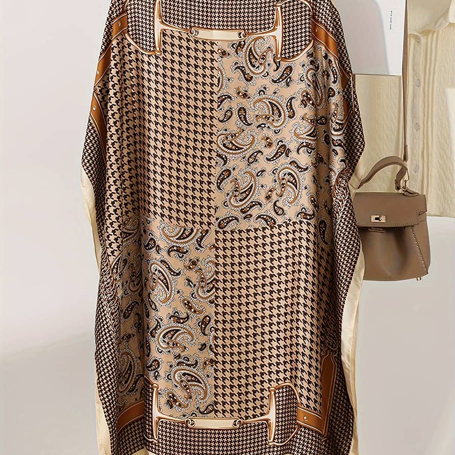 Plus-size Vintage Floral Patterned Loose Lightweight Silky Pullover Shirt Dress For Sun Protection. Clothing Shop Online at Dubai Trades 2