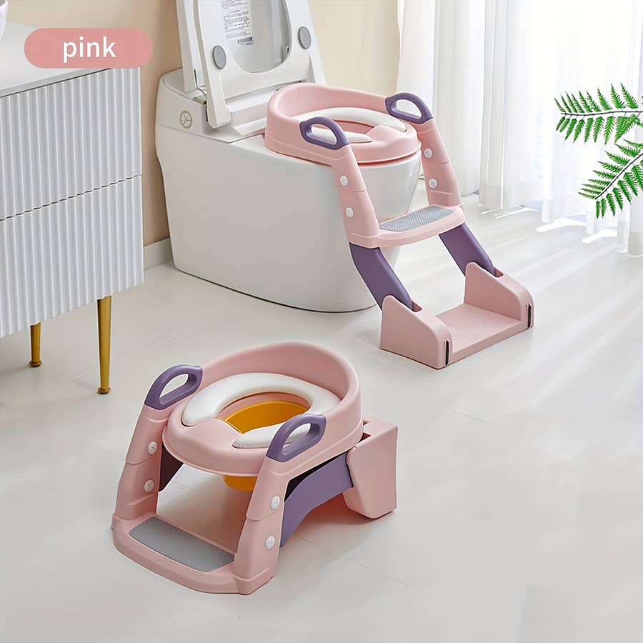 Potty Training Seat, Adjustable Toilet Potty Chair With Sturdy Non-slip Step Stool Ladder, Handles And Guard Baby Products Shop Online at Dubai Trades 2