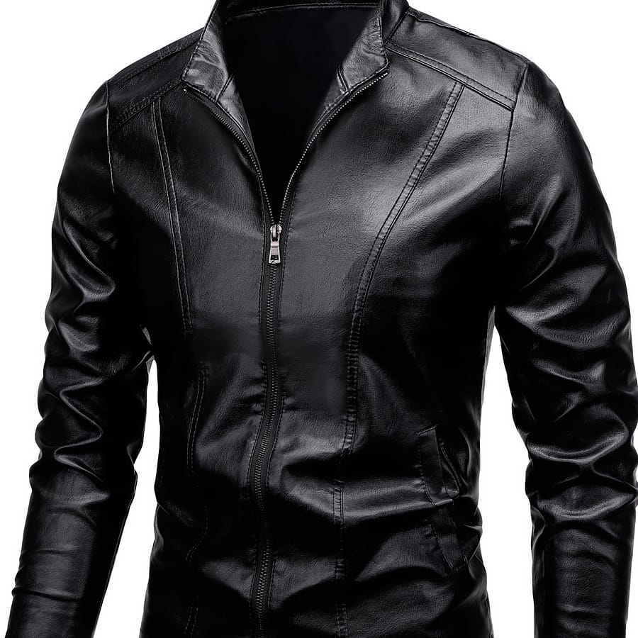 Pu Zip Up Stand Collar Motorcycle For , And Fall Clothing Shop Online at Dubai Trades 2