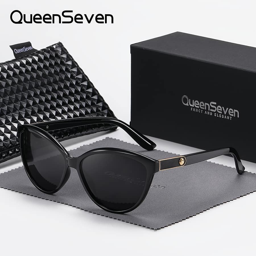 Queenseven Retro Cat- Glasses With Red Accents, Polarized Tac Lenses, Alloy Frame, Uv Protection, Includes Case & Cleaning Cloth For Accessories Shop Online at Dubai Trades 2
