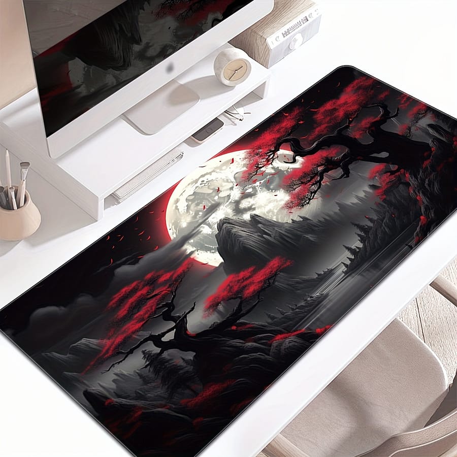 Red Moon Desk Mat Desk Pad Large Gaming Mouse Pad E-sports Office Keyboard Pad Computer Mouse Non-slip Computer Mat Gift For Teen/boyfriend/girlfriend Desk Accessories & Workspace Organizers Shop Online at Dubai Trades 2