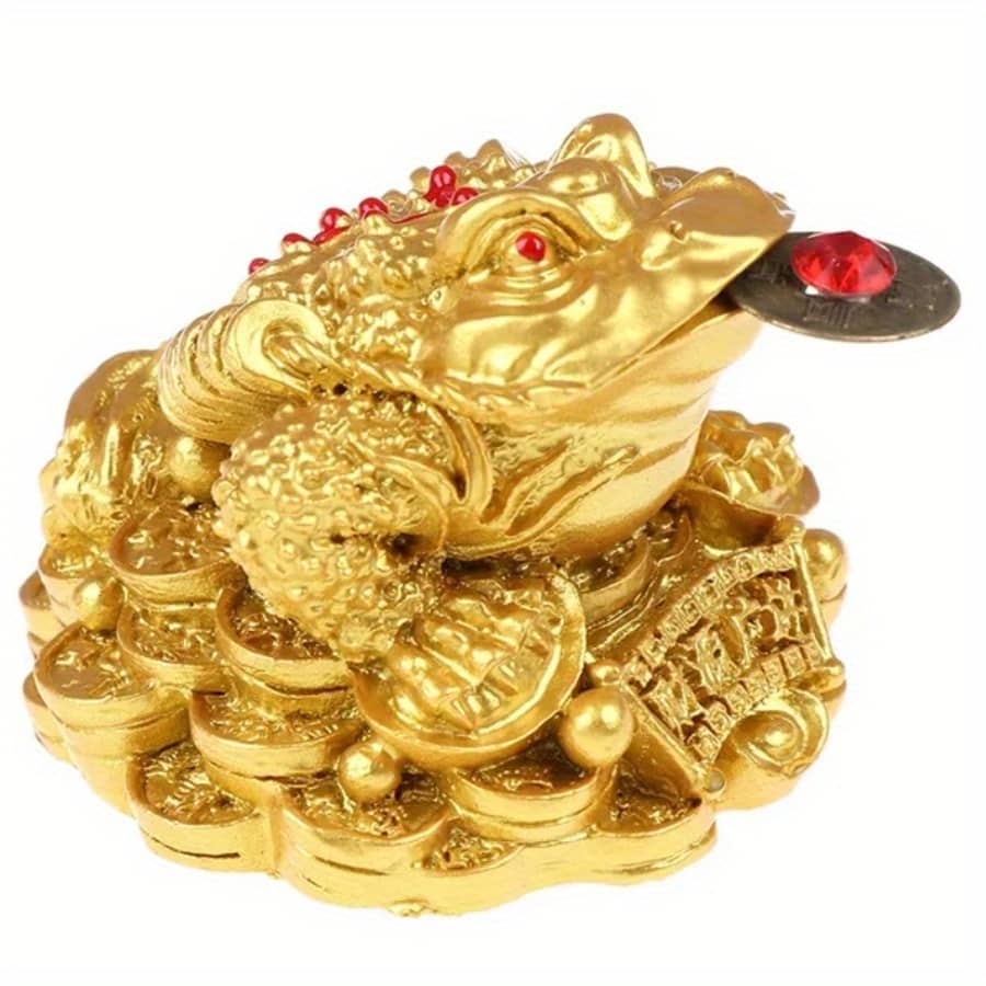 Resin Shui Toad Ornament With Golden – Traditional Chinese Wealth And , Home Office Table Decor, 5×4.5×3.8cm Collectible Dolls Shop Online at Dubai Trades 2