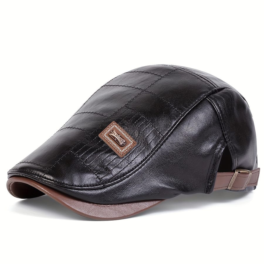 Retro Classic Pu Leather Gentlemen Hat, Adjustable Casual Beret For Autumn And Hats Shop Online at Dubai Trades 2
