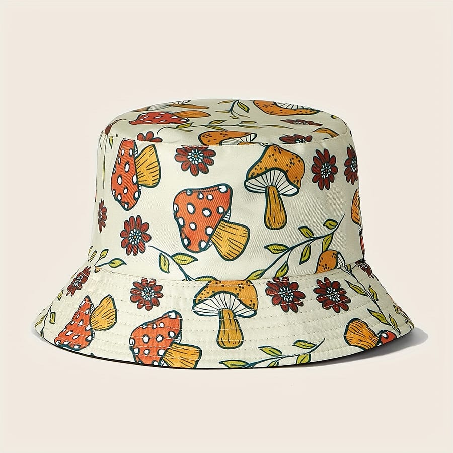 Reversible Bucket Hat For Men And Women, Mushroom & Fruit Print, Tie-dye & Graffiti Design, Outdoor Sun Protection, Double-sided Wear, Unisex Fisherman Hat Accessories Shop Online at Dubai Trades 2