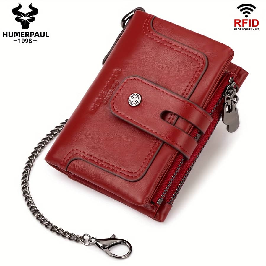 Rfid Blocking Leather Women’s Short Wallet, , Zipper Coin Pouch For Daily Use Accessories Shop Online at Dubai Trades 2