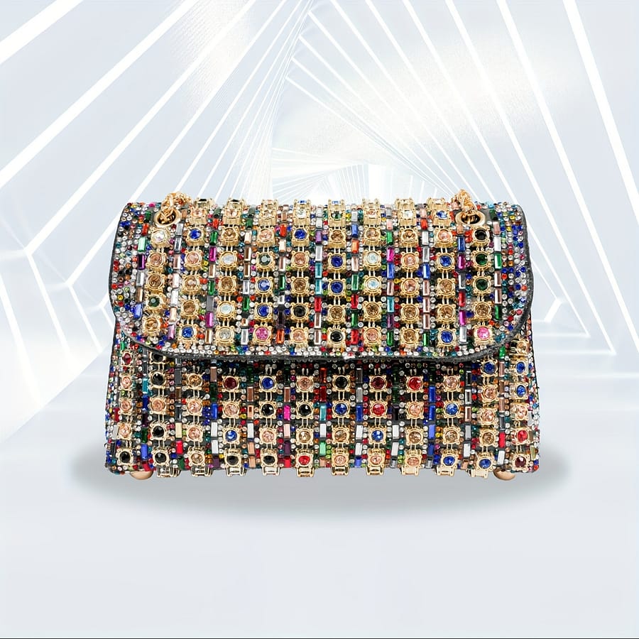 Rhinestone Clutch Bag For Women, Luxury Chain Shoulder Bag, Shiny Glitter Handbag Purse For Party Prom Banquet Evening Clothing, Shoes & Jewelry Shop Online at Dubai Trades 2