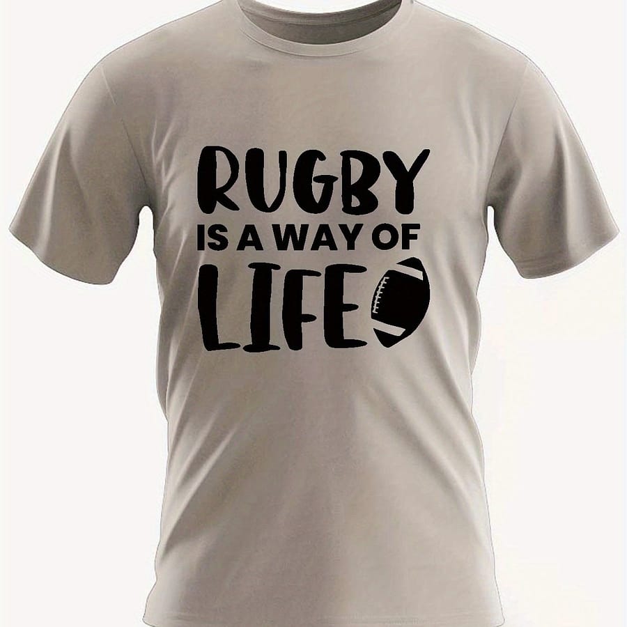 Rugby Is Print T Shirt, Tees For Men, Casual Short Sleeve T-shirt For Summer Clothing Shop Online at Dubai Trades 2