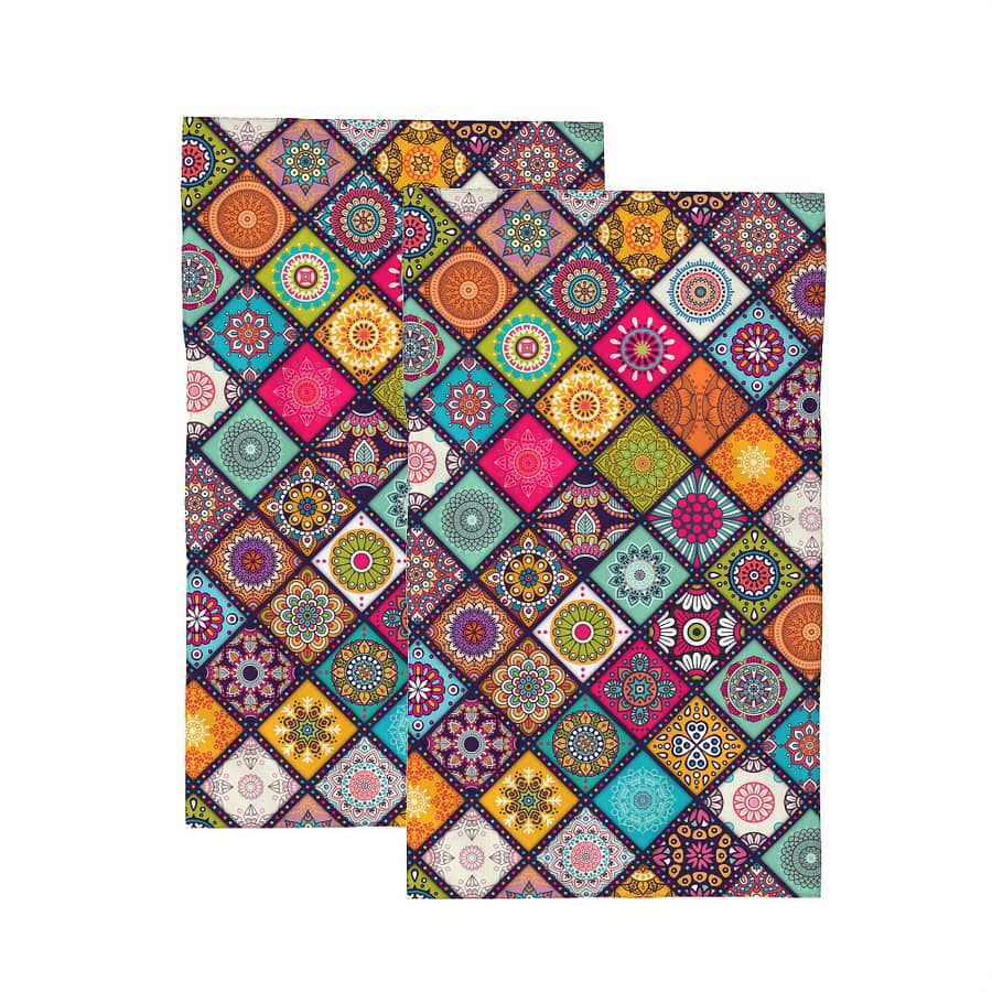 Set Of 2 Bohemian Kitchen Towels, Ideal For Cooking And Baking – Soft And Absorbent Dishcloths, Kitchen Home Decor, Measuring 24 X 16 Inches. Dish Cloths & Dish Towels Shop Online at Dubai Trades 2