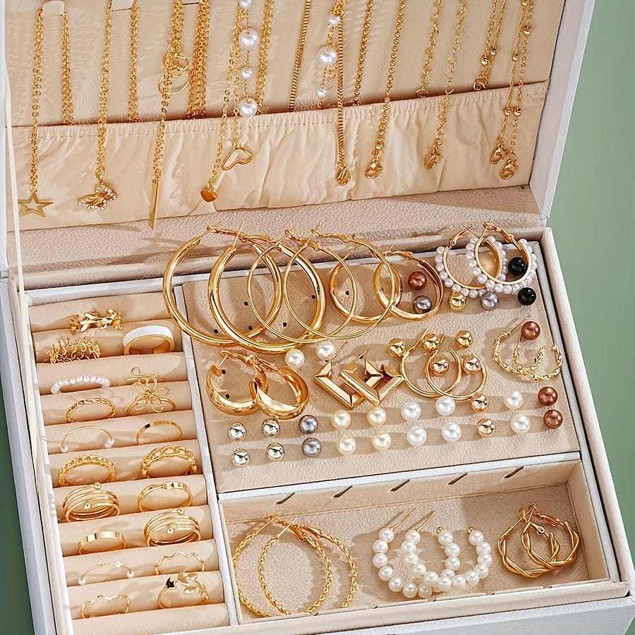 Set Of 86 Pieces Of Stylish And Elegant Necklaces, Earrings, Rings, Ear Studs, Jewelry Set For Ladies And Girls, For And Gifting On Holidays, (without Box) Clothing, Shoes & Jewelry Shop Online at Dubai Trades 2