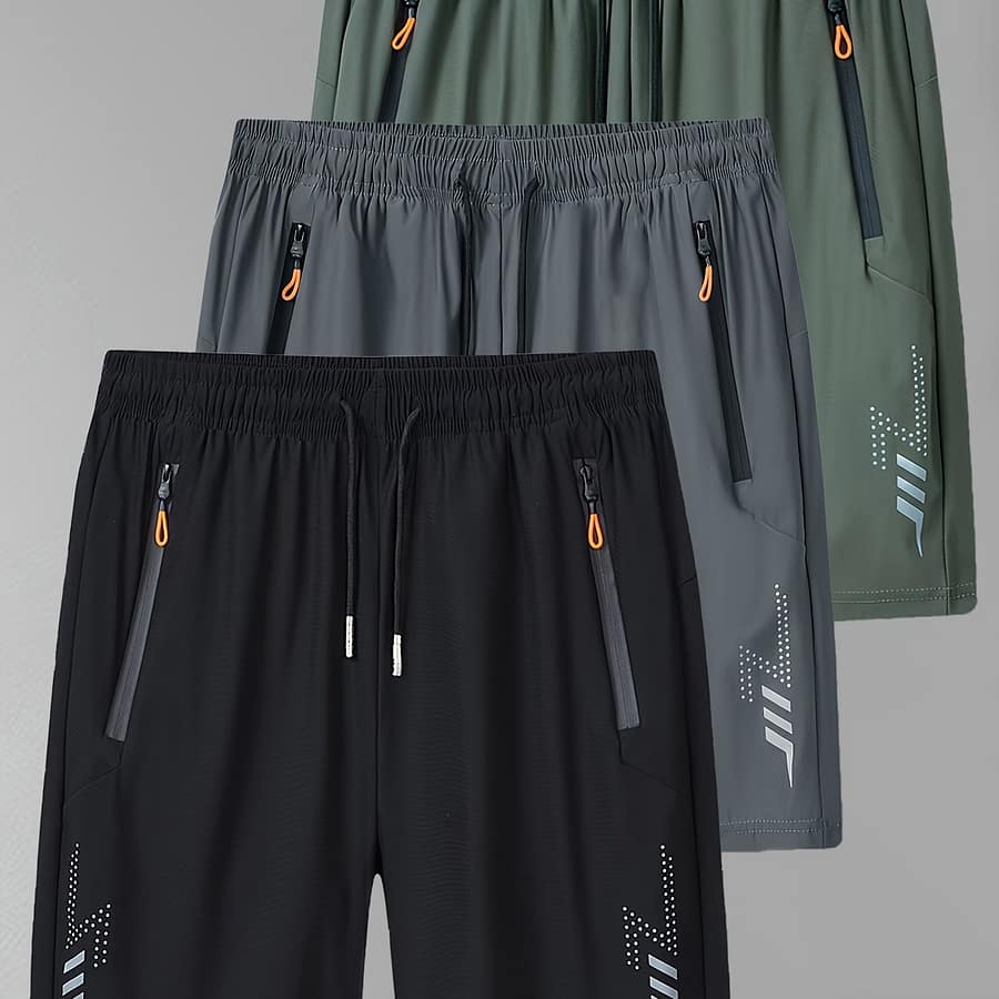Single Pack Summer Elastic Ice Fiber Fabric Men’s Shorts, Straight Pants, Thin Quick-drying Sports Loose Shorts Active Shop Online at Dubai Trades 2