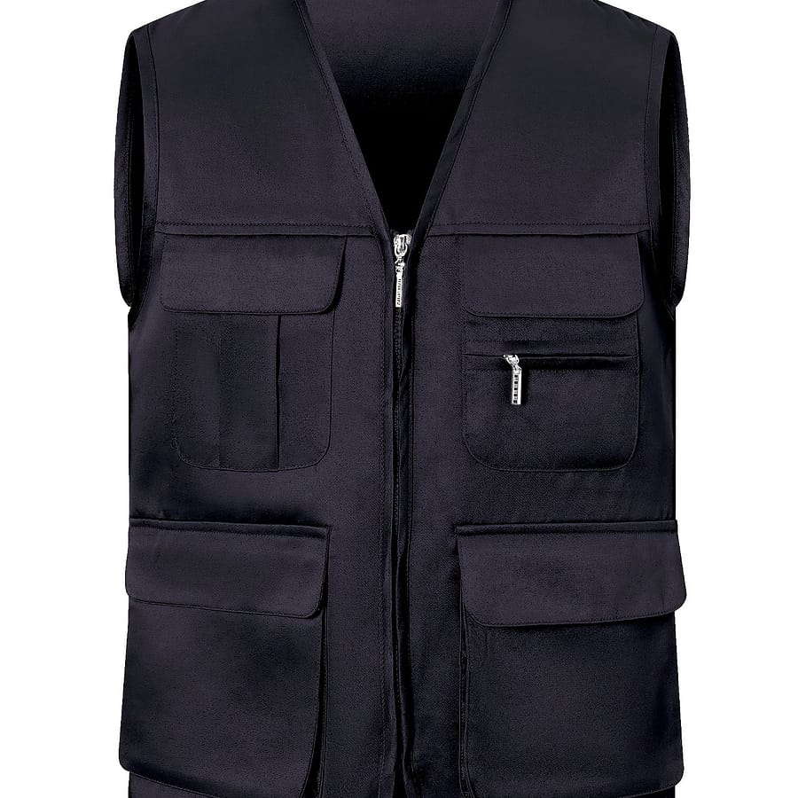 Solid Breathable Men’s Multi-pocket Zip Up Vest Jacket, Men’s Casual Vest Outwear For Outdoor Fishing Hiking Clothing Shop Online at Dubai Trades 2