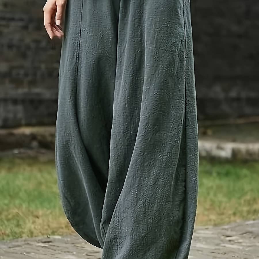 Solid Color Baggy Harem Pants, Casual Elastic Waist Comfy Pants With Pocket, Women’s Clothing Clothing Shop Online at Dubai Trades 2