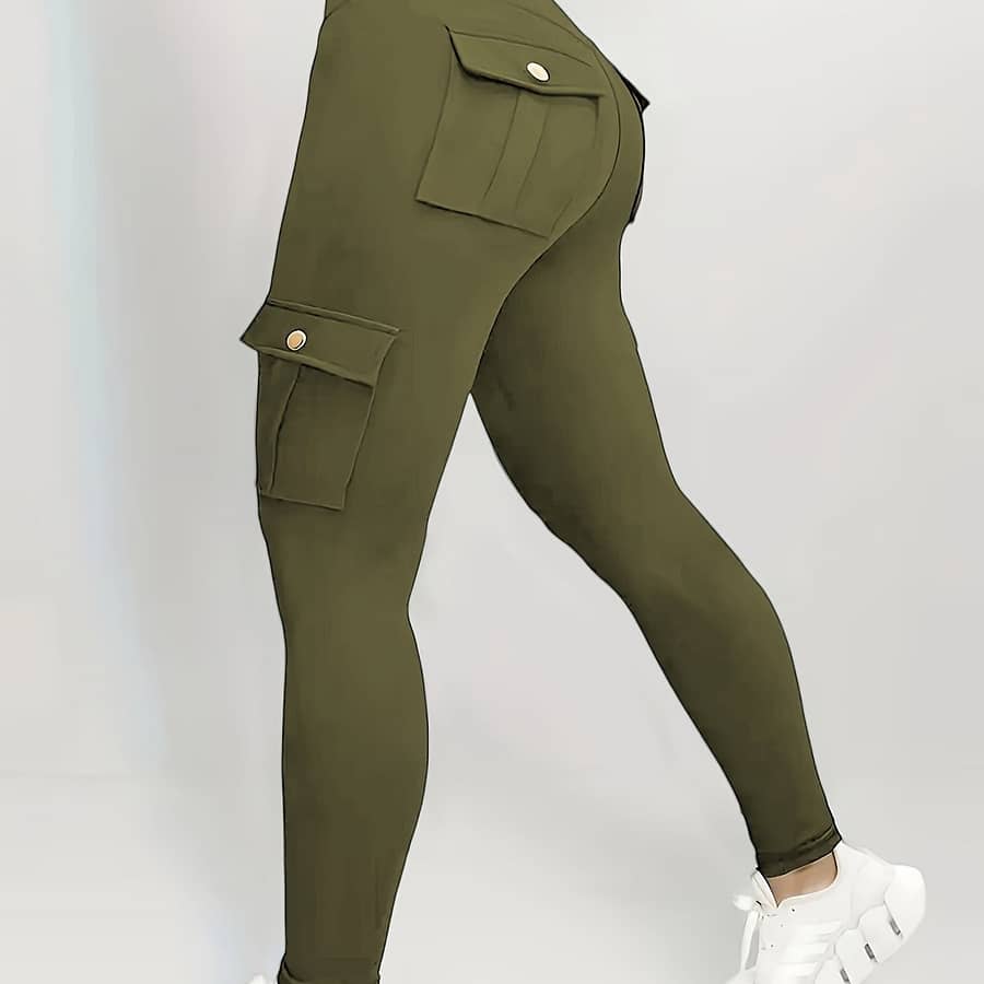 Solid Color Butt Lifting Yoga Leggings With Pockets, Running Sports Tight Pants, Women’s Activewear For Fall & Winter Clothing Shop Online at Dubai Trades 2