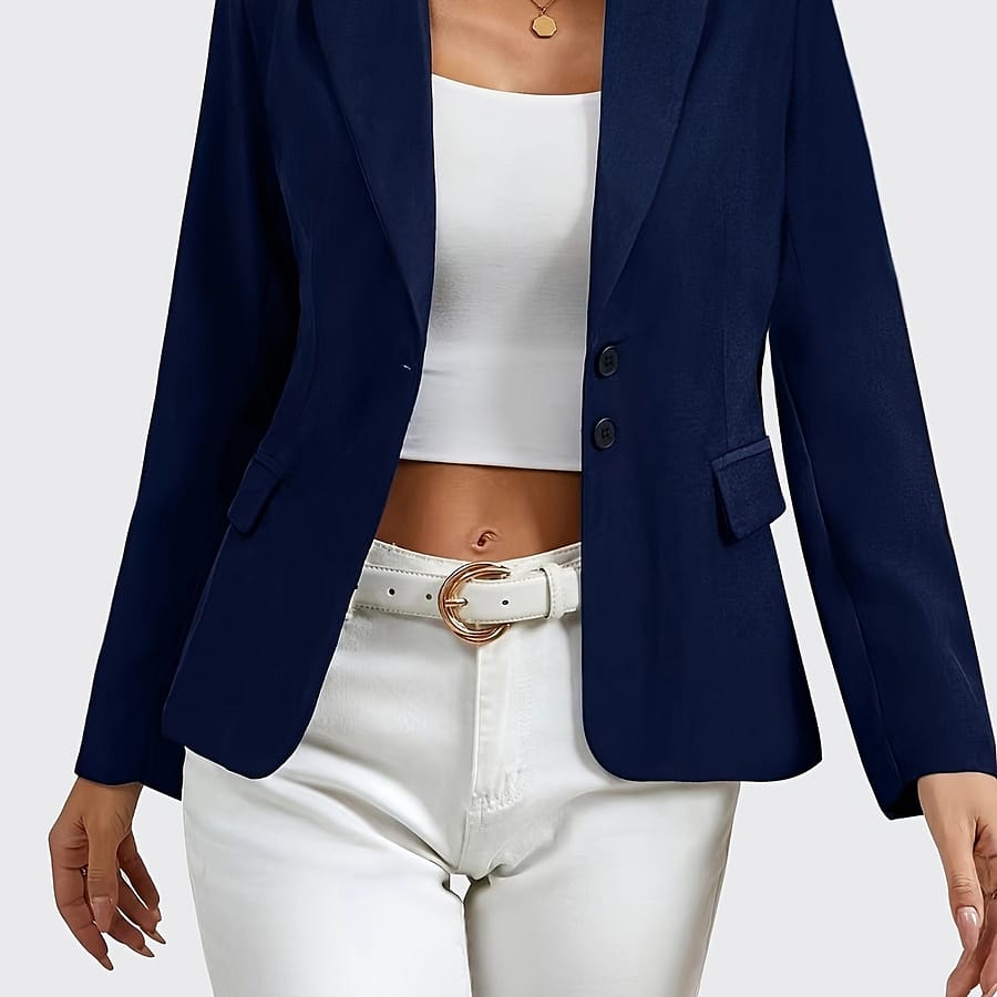 Solid Color Button Front Blazer, Elegant Lapel Collar Long Sleeve Blazer For Spring & Fall, Women’s Clothing Clothing Shop Online at Dubai Trades 2