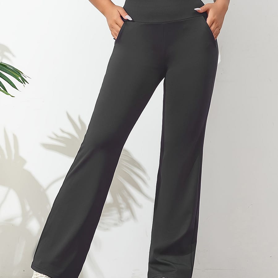 Solid Color Casual Yoga Pants, High Workout Quick Drying Pants, Women’s Activewear Active Shop Online at Dubai Trades 2