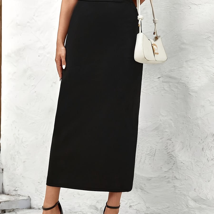 Solid Color High Waist Split Skirt, Elegant Ankle Length Skirt For , Women’s Clothing Clothing Shop Online at Dubai Trades 2