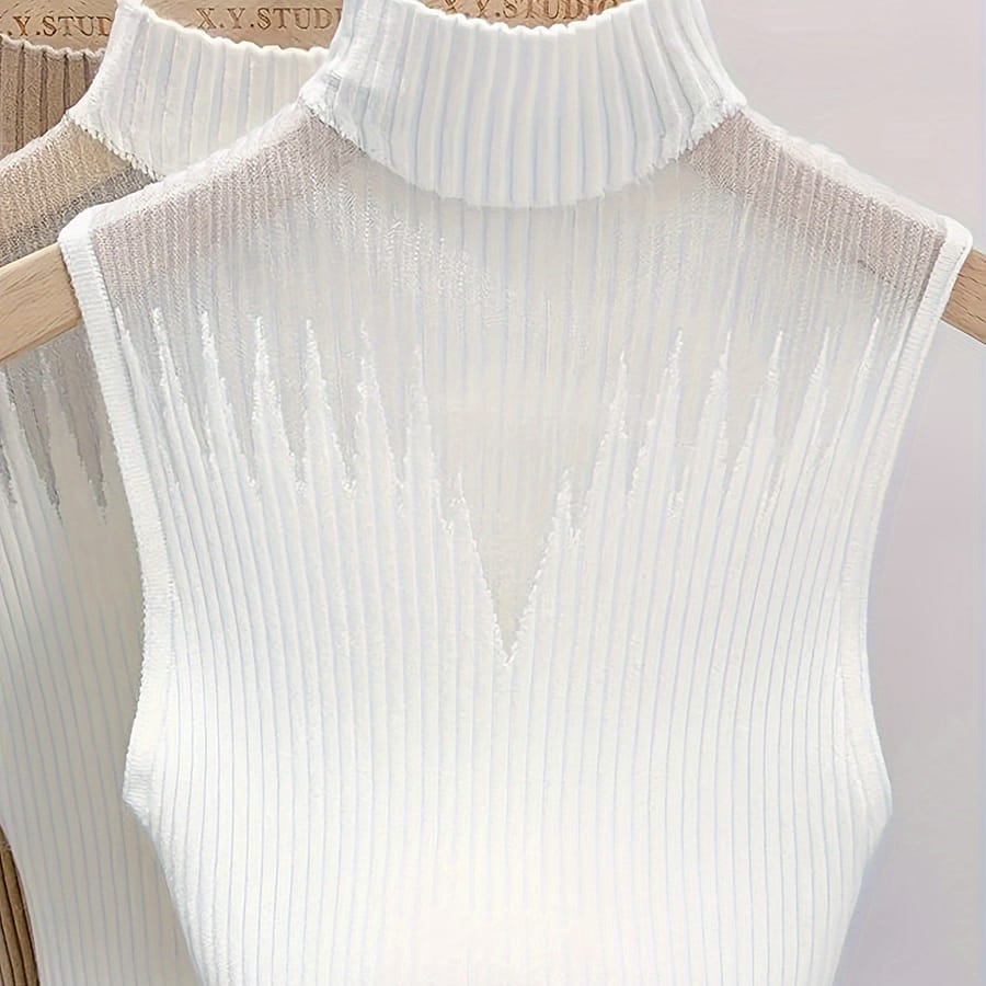 Solid Color Turtle Neck Pullover Sweater, Casual Sleeveless Cut Out Lightweight Knitted Tank Top For , Women’s Clothing Clothing Shop Online at Dubai Trades 2