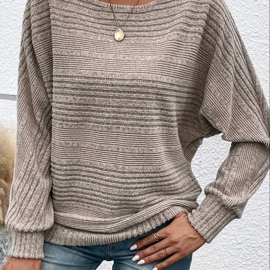 Solid Crew Neck Pullover Sweater, Casual Batwing Sleeve Loose Sweater, Women’s Clothing Clothing Shop Online at Dubai Trades 2