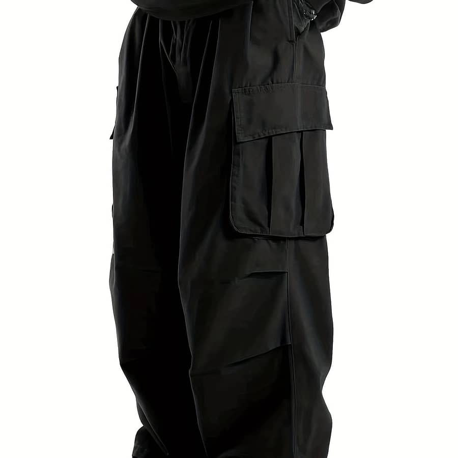 Solid Multi Flap Pockets Men’s Straight Leg Cargo Pants, Loose Casual Outdoor Baggy Pants, Men’s Work Pants Streetwear Asian Shop Online at Dubai Trades 2