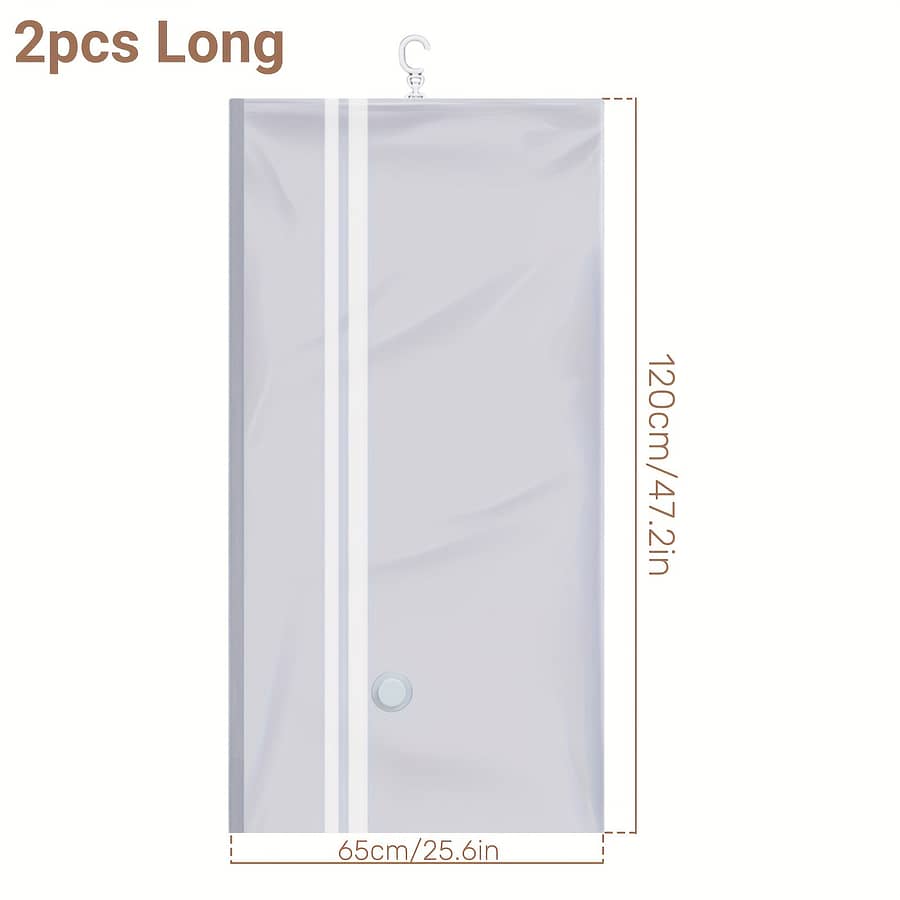 Space-saving Hanging Vacuum Bags For Clothes, Coats, And Jackets – 2/4/ With Manual Pump – Zip Closure – Plastic Material – Rectangle Shape – No Electricity Required Clothing & Closet Storage Shop Online at Dubai Trades 2