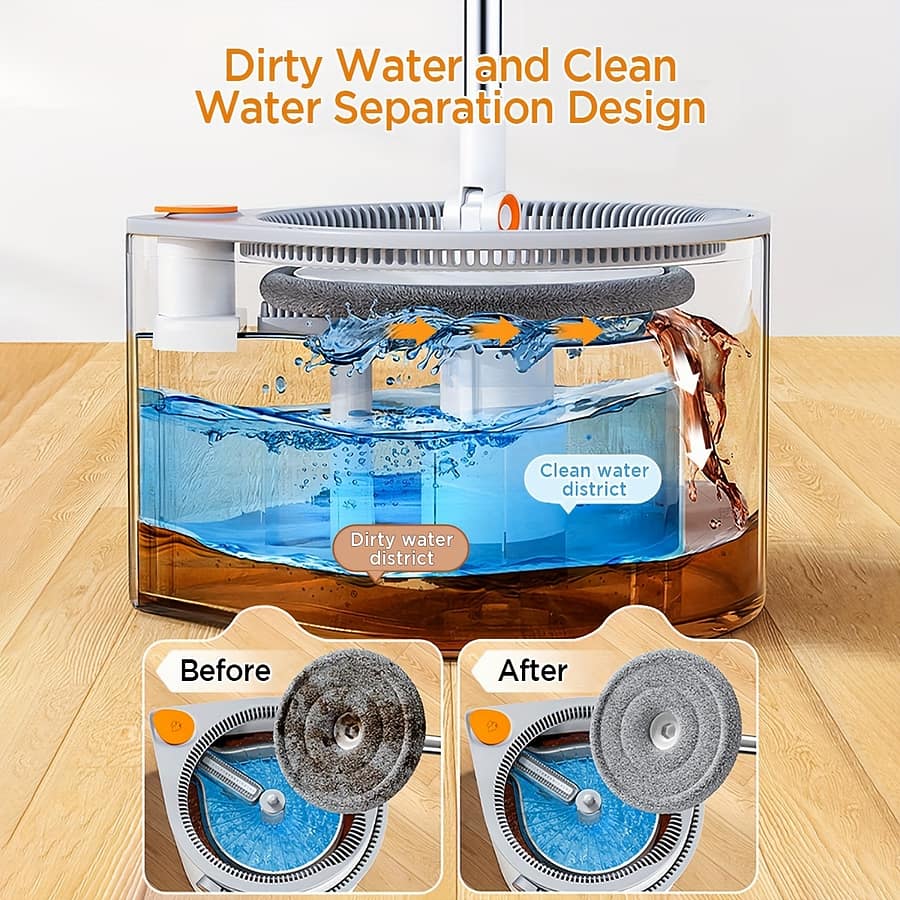 Spin Mop And , Includes 3 Types Mop Heads, Dual Compartment Mop Bucket And Thick Washable Microfiber Mop Pads Cleaning Tools Shop Online at Dubai Trades 2