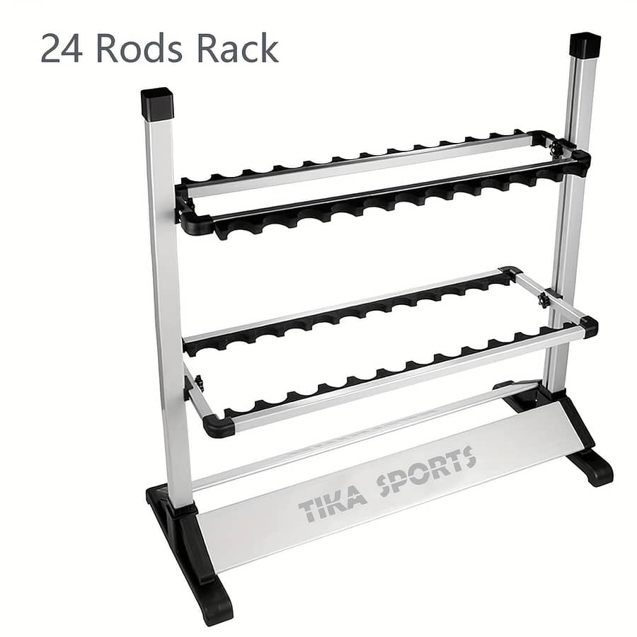 Sports Aluminum Fishing Rod Rack – Holds 12/24 Rods, Space-saving Design With Padded Frame For , Ideal For Home & Garage Use, Holder, Organizer, Most Types Of Fishing Rods And Fishing Shop Online at Dubai Trades 2