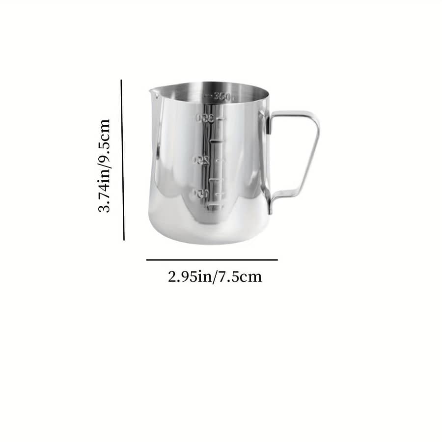 Stainless Steel Cup With Measurement Marks, Large Capacity Milk Frothing Pitcher For Latte Art, Cappuccino, And Iced Tea – Available In 350ml, 600ml, 900ml Coffee Maker Parts & Accessories Shop Online at Dubai Trades 2
