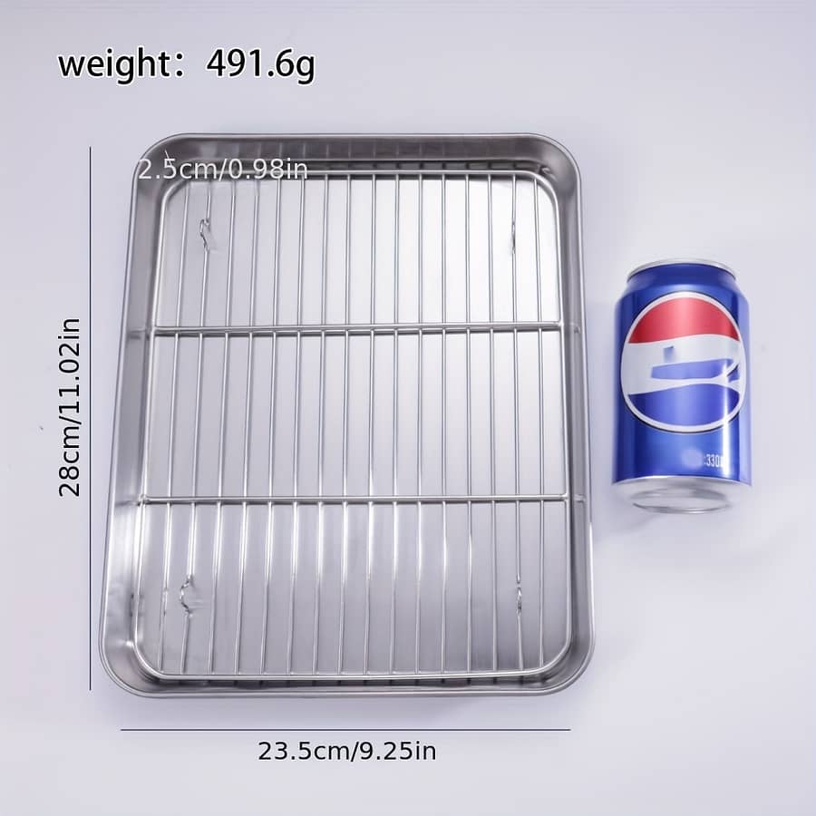 Stainless Steel Flat Bottom Baking Pan, Baking Pan For Grill, Oven-specific Grilling Pan, Oil Drain Net, Used For Grilling Meat, Grilling Chicken, Bakeware Shop Online at Dubai Trades 2