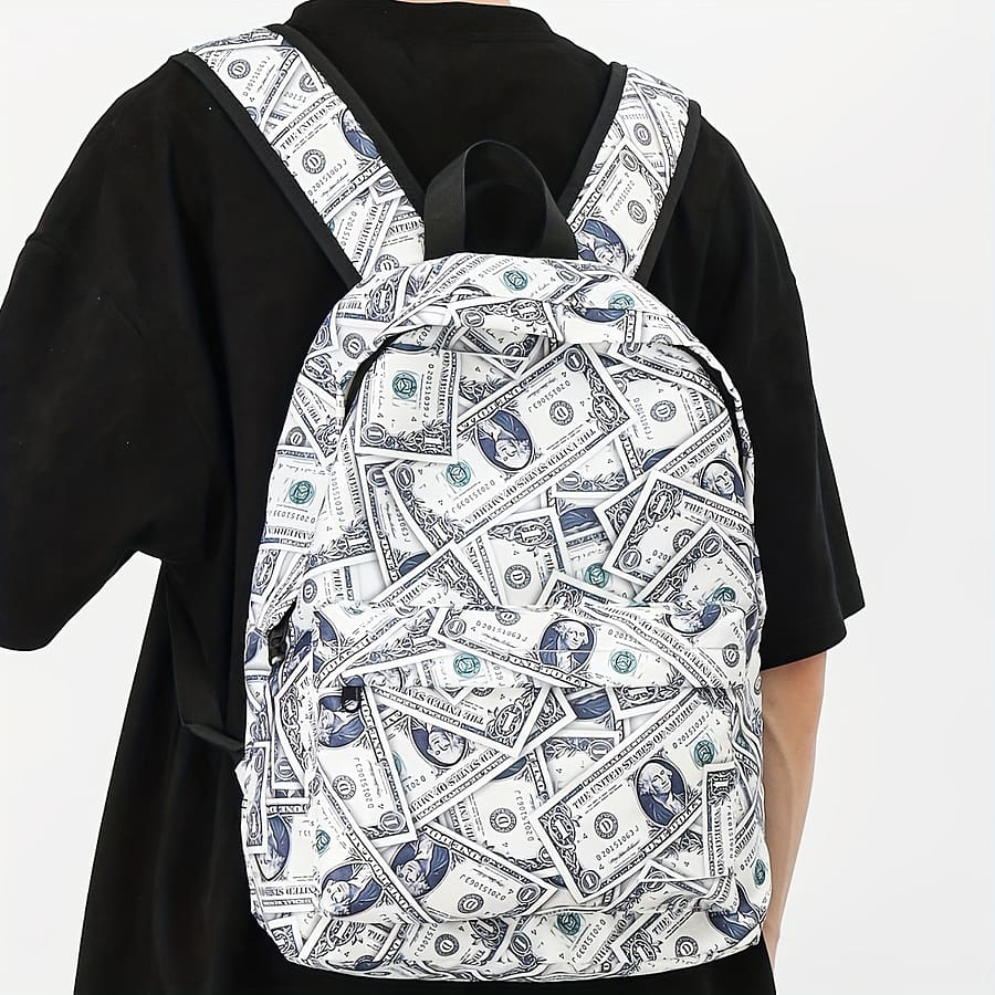 Stylish Dollar Print Lightweight Backpack For Men, Simple Daypacks For Daily Going Out & Casual Vacation Clothing, Shoes & Jewelry Shop Online at Dubai Trades 2