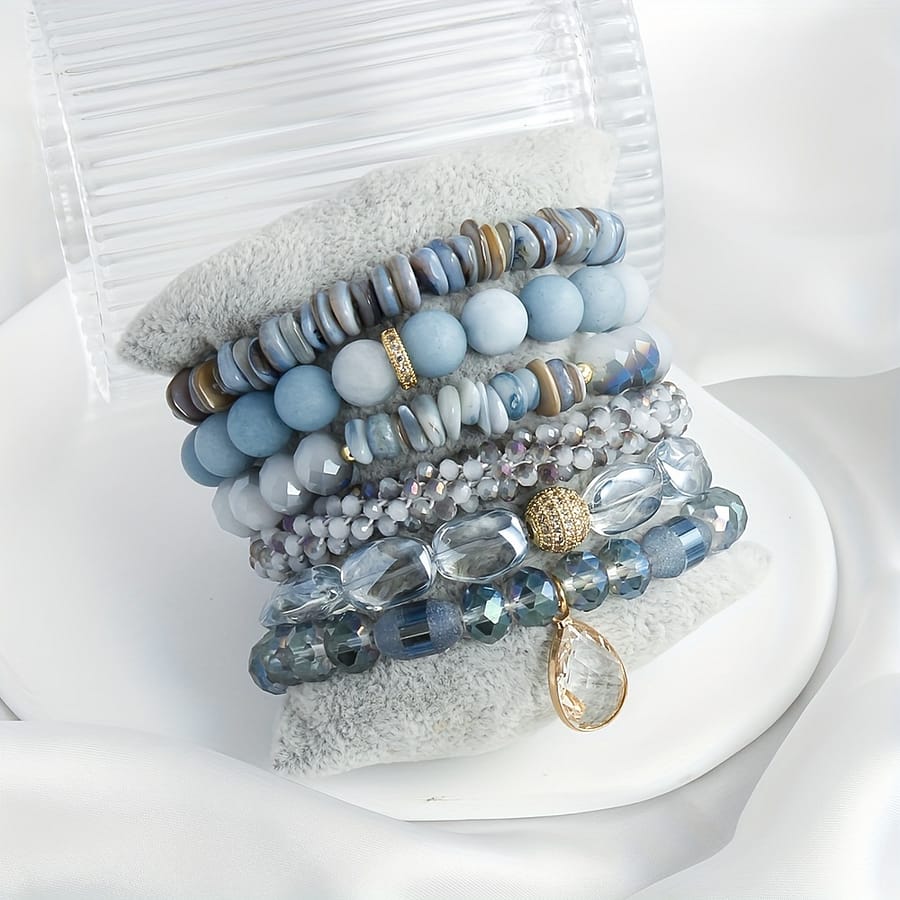 Summer Chic Women’s Beaded Bracelet Set: Natural Stone, Glass, And – Wear And Gift Giving Bracelets Shop Online at Dubai Trades 2