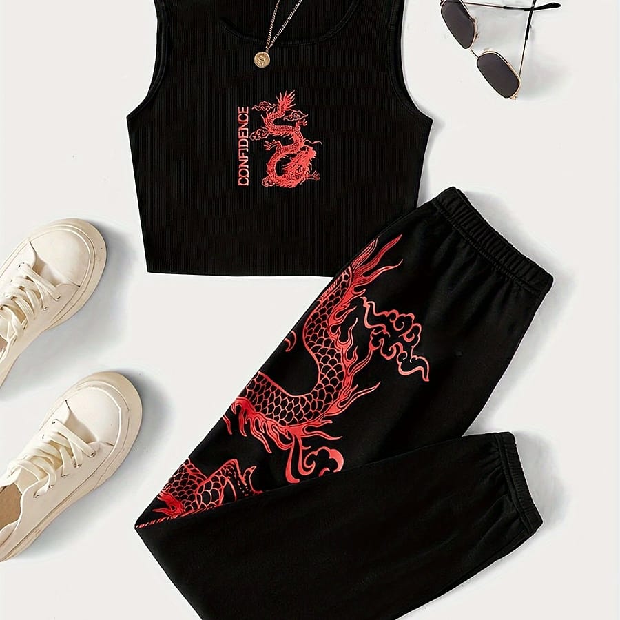 Summer New 2pcs Printed Casual Sportswear Women’s Set Clothing Shop Online at Dubai Trades 2