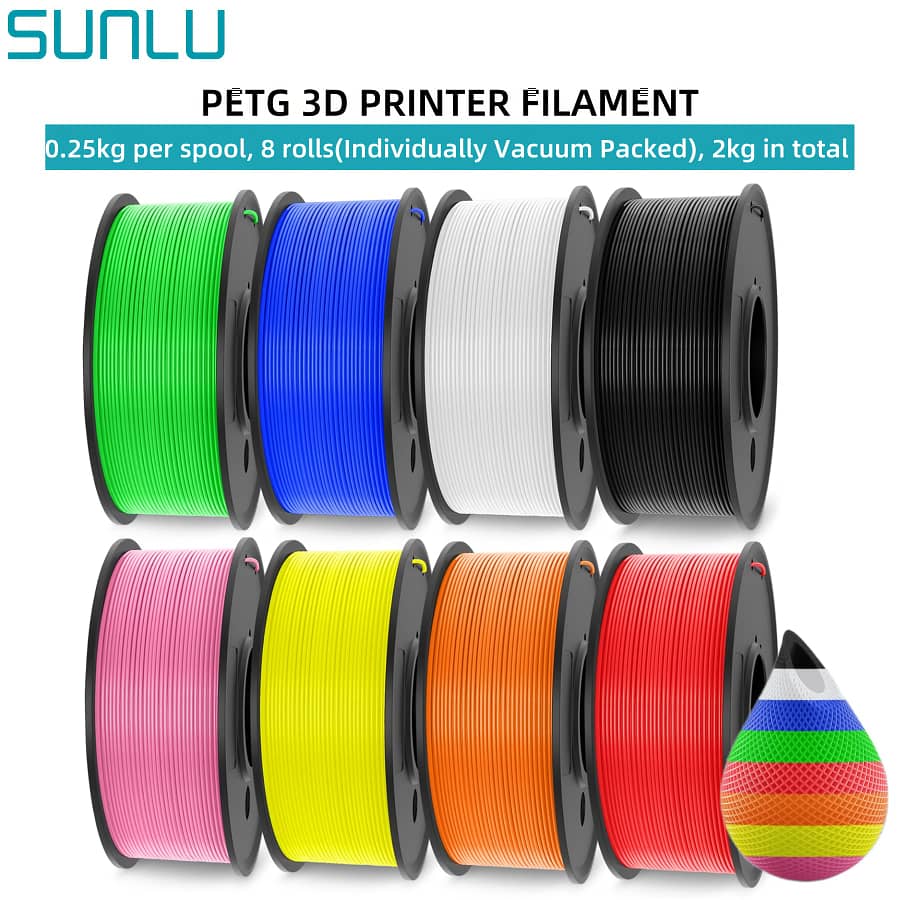 Sunlu Petg 3d Printer Filament Set, 1.75mm , 2kg Total, 0.25kg Each, Vacuum Sealed, 8 Pack , Good & Less Warping, Smooth Material 3D Printing Filament Shop Online at Dubai Trades 2