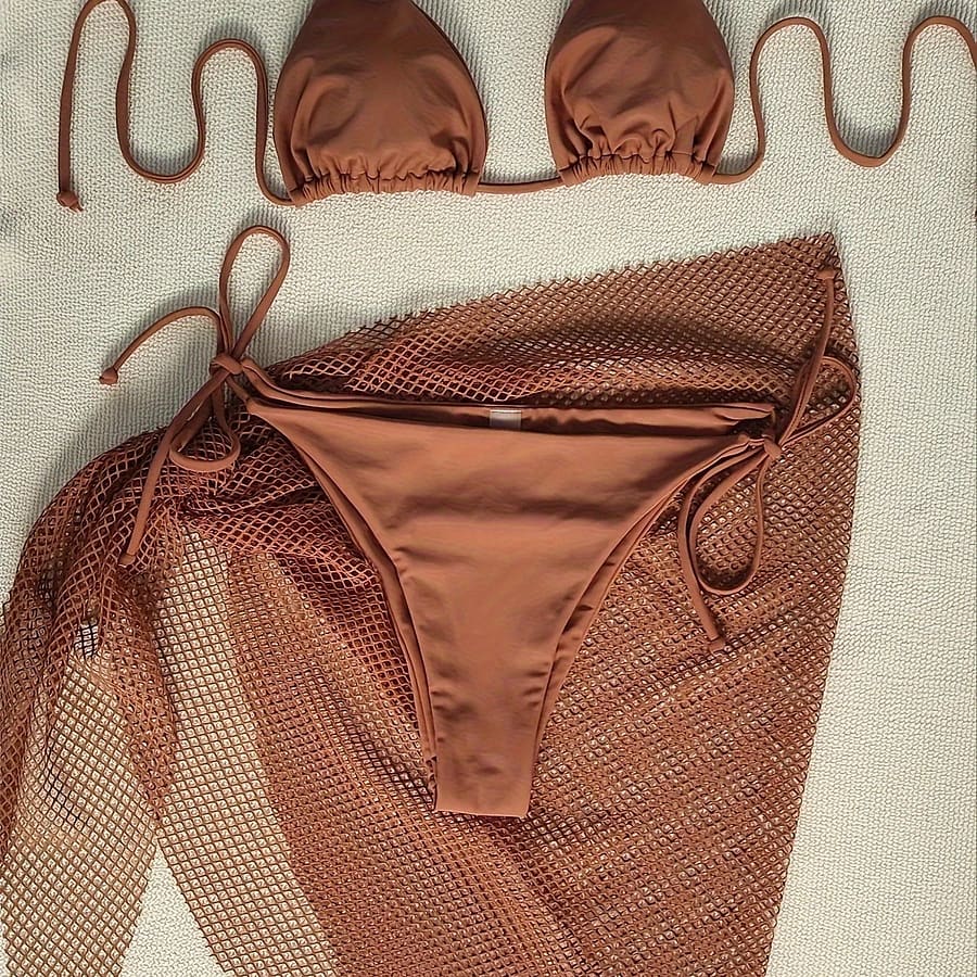 Swim Fashion Mesh Skirt Sexy Bikini Three-piece Set Bikinis Shop Online at Dubai Trades 2