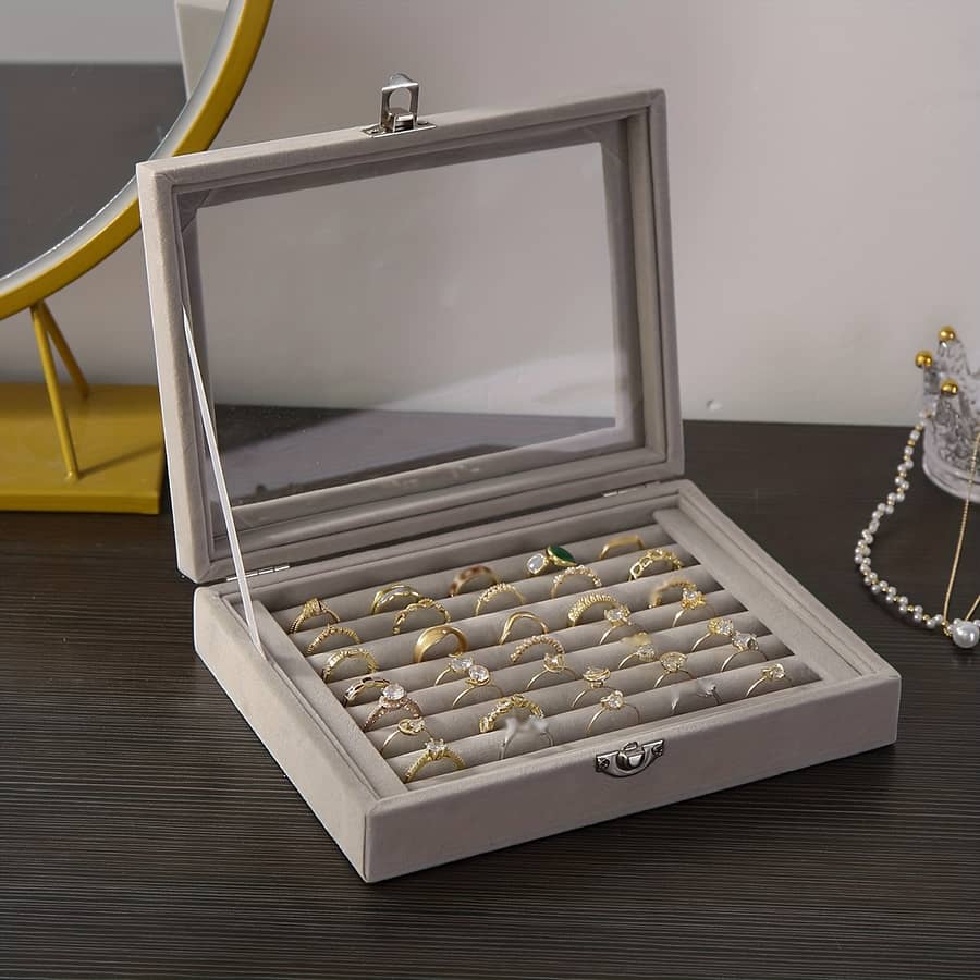 1pc Stylish Clear Lid Jewelry Organizer For Girls And Women – Ring, Earring, Bracelet Storage Case With Jewelry Box Home & Kitchen Shop Online at Dubai Trades 2