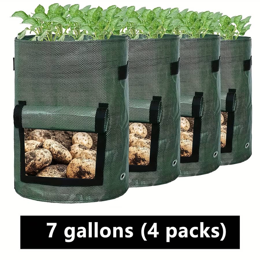 4pcs Potato Grow Bags, Potato Planters With Flap And Handles, Vegetables Garden Planting Bags For Onion, Fruits, Tomato, Carrot (7 Gallon) Gardening & Lawn Care Shop Online at Dubai Trades 2