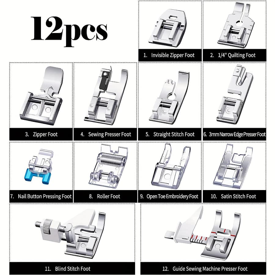 Box Of 11/12pcs Presser Feet Sewing Machine Parts Presser Feet Suitable For Brother Singer Kenmore Low Shank Sewing Machines Arts, Crafts & Sewing Shop Online at Dubai Trades 2