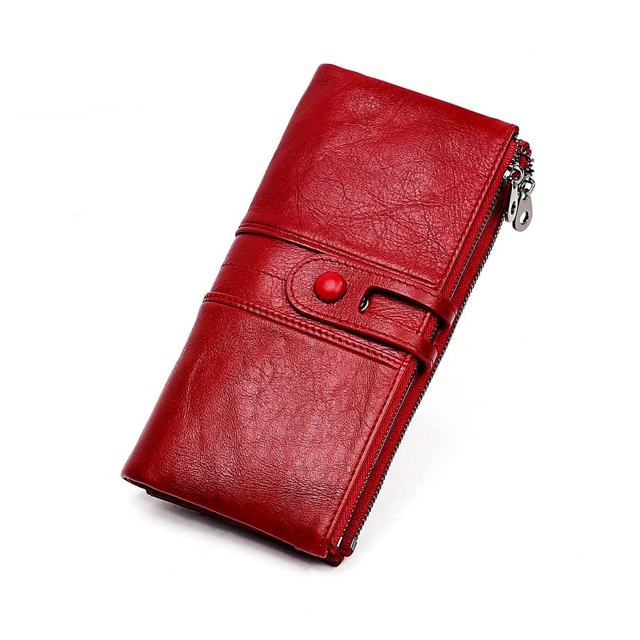 Genuine Leather Card Holder Wallet Phone Checkbook Organizer Zipper Coin Purse, Large Capacity Long Wallet Accessories Shop Online at Dubai Trades 2