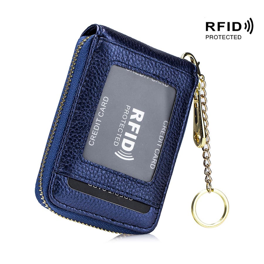 Rfid Credit Card Holder, Casual Multi-compartment Wallet, Simple Zip Around Card Case Accessories Shop Online at Dubai Trades 2