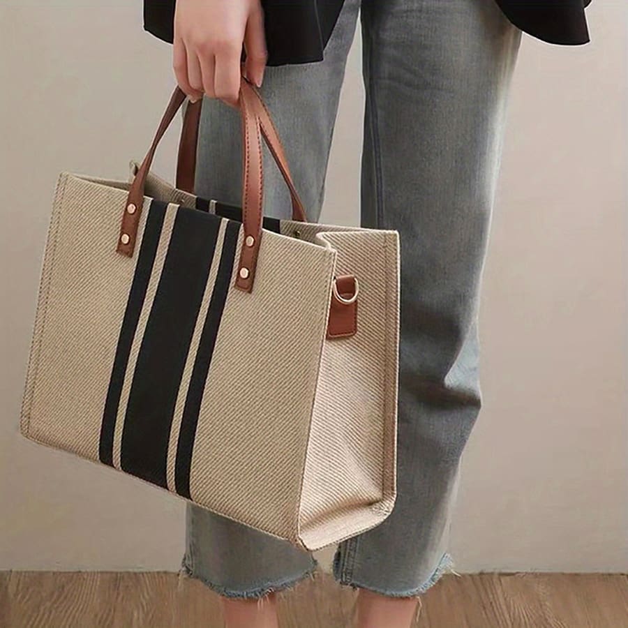 Striped Tote Bag, Large Capacity Shoulder Bag, Women’s Commuter Handbags Clothing, Shoes & Jewelry Shop Online at Dubai Trades 2
