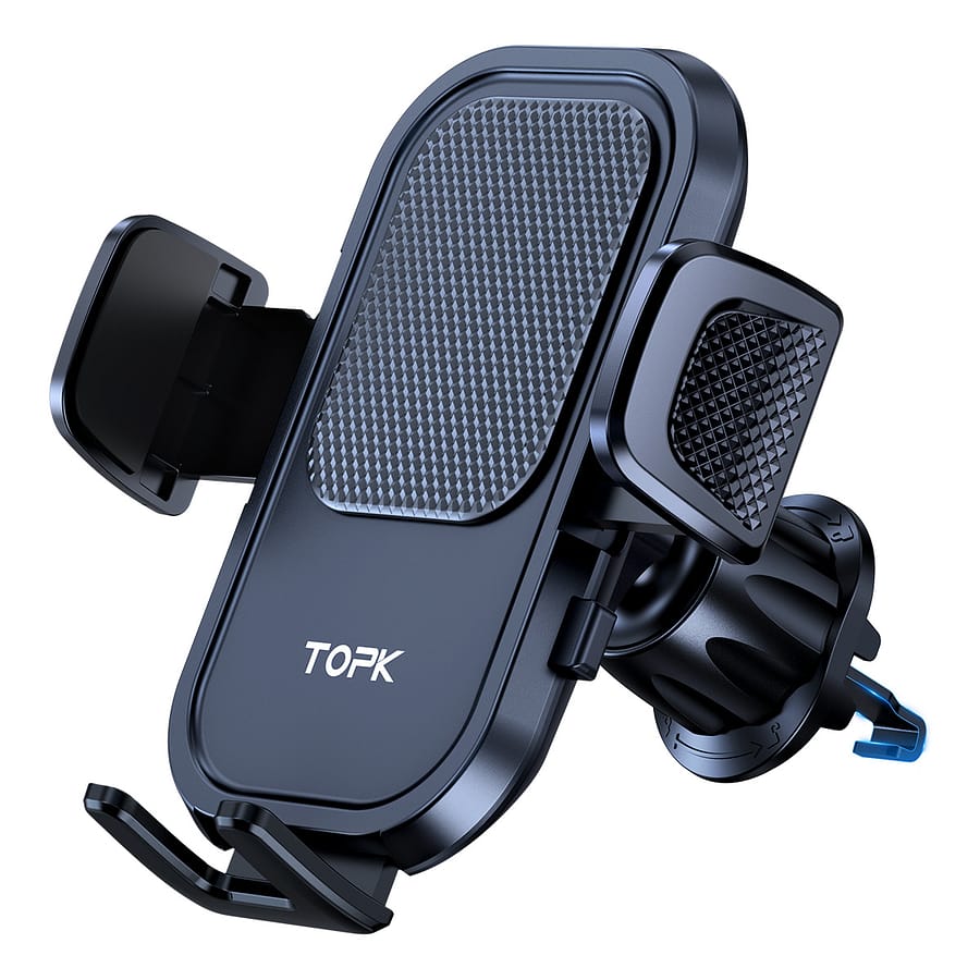 Topk Waterproof Car Phone Holder Mount, Rectangle Shape, Abs Material, Adjustable 360° Rotation, With Hook Clip For Auto Air Vent Automotive Shop Online at Dubai Trades 2