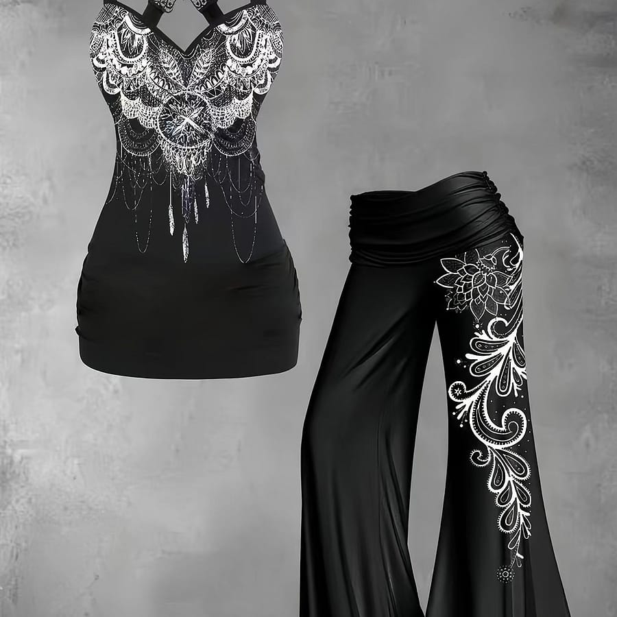 Targeted Development Of Popular New Styles For Women’s Casual Wear In Europe And America, Featuring Lace Trim And Printed Tank Tops With Matching Pants. Clothing Shop Online at Dubai Trades 2