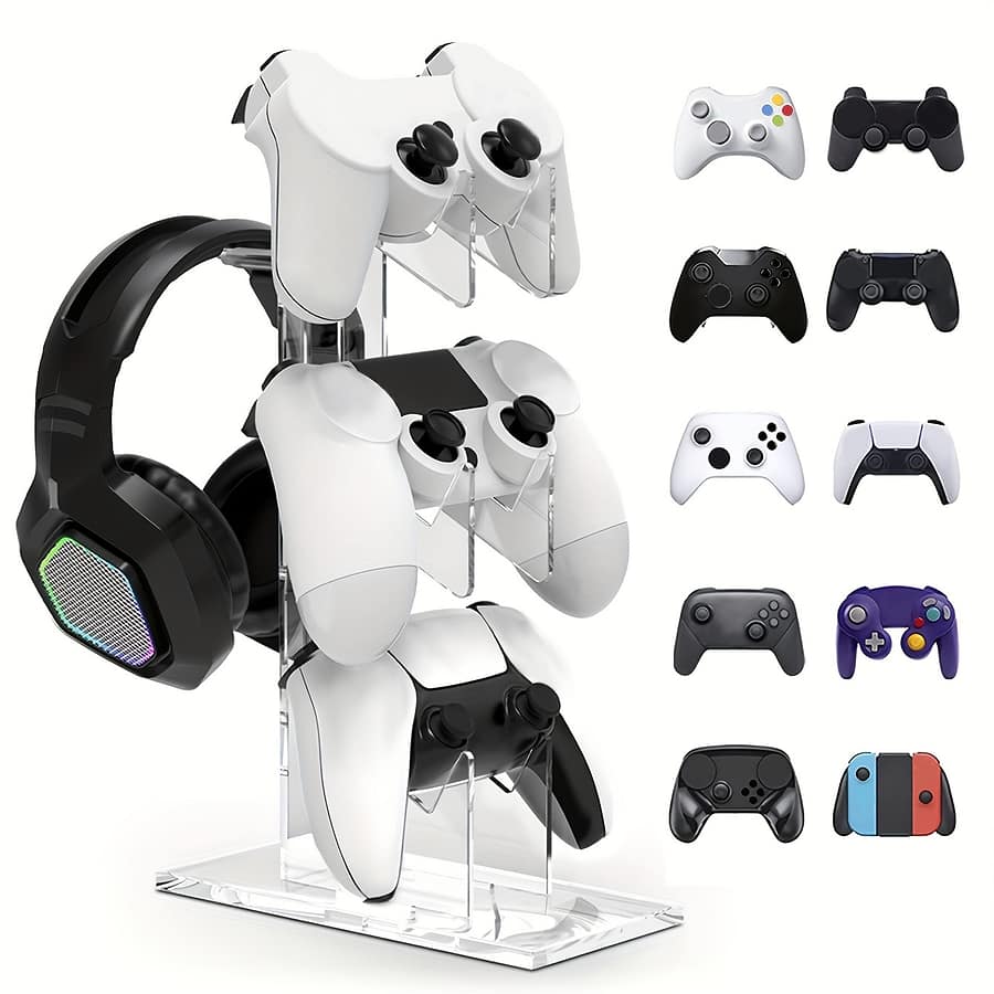 Universal 3-layer Controller Stand & Headphone Stand Game Accessories For Ps5 Ps4 Storage Stand, Controller Holder Headset Stand Game Accessory Accessories Shop Online at Dubai Trades 2
