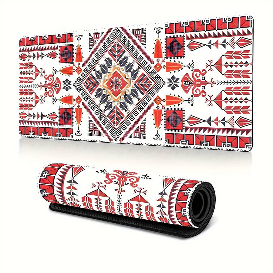 Vibrant Geometric Pattern Anti-slip Rubber Mouse Pad – Ideal For Gaming & Office Use, Compatible With Desktop/laptop, Red/white/, Mouse Pads For Desk Computer Accessories & Peripherals Shop Online at Dubai Trades 2