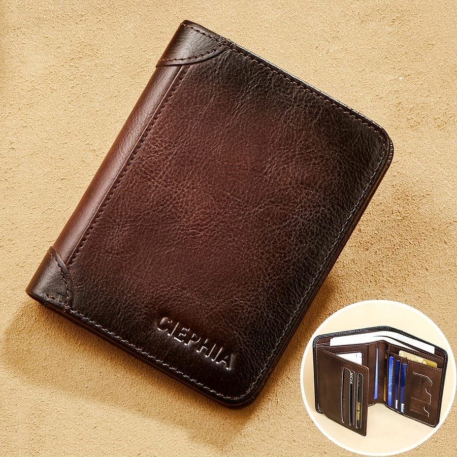 Vintage Trifold Rfid Leather Wallets, Short Multifunctional Id Credit Card Holder, Business Casual Money Bag Coin Purse Father’s Day Gifts Accessories Shop Online at Dubai Trades 2