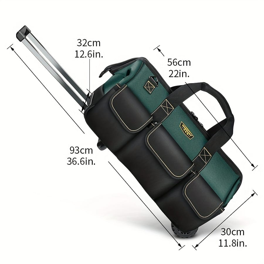 Winhunt Heavy-duty Tool Bag – Large Green & Black Oxford Cloth Rolling Toolbox With Wheels, For Electricians And Diy Projects Business, Industry & Science Shop Online at Dubai Trades 2