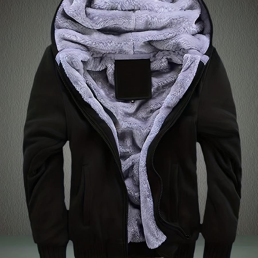 Winter Fleece Thickened Solid Color Hooded Cardigan Sweatshirt Men’s Jacket Clothing Shop Online at Dubai Trades 2
