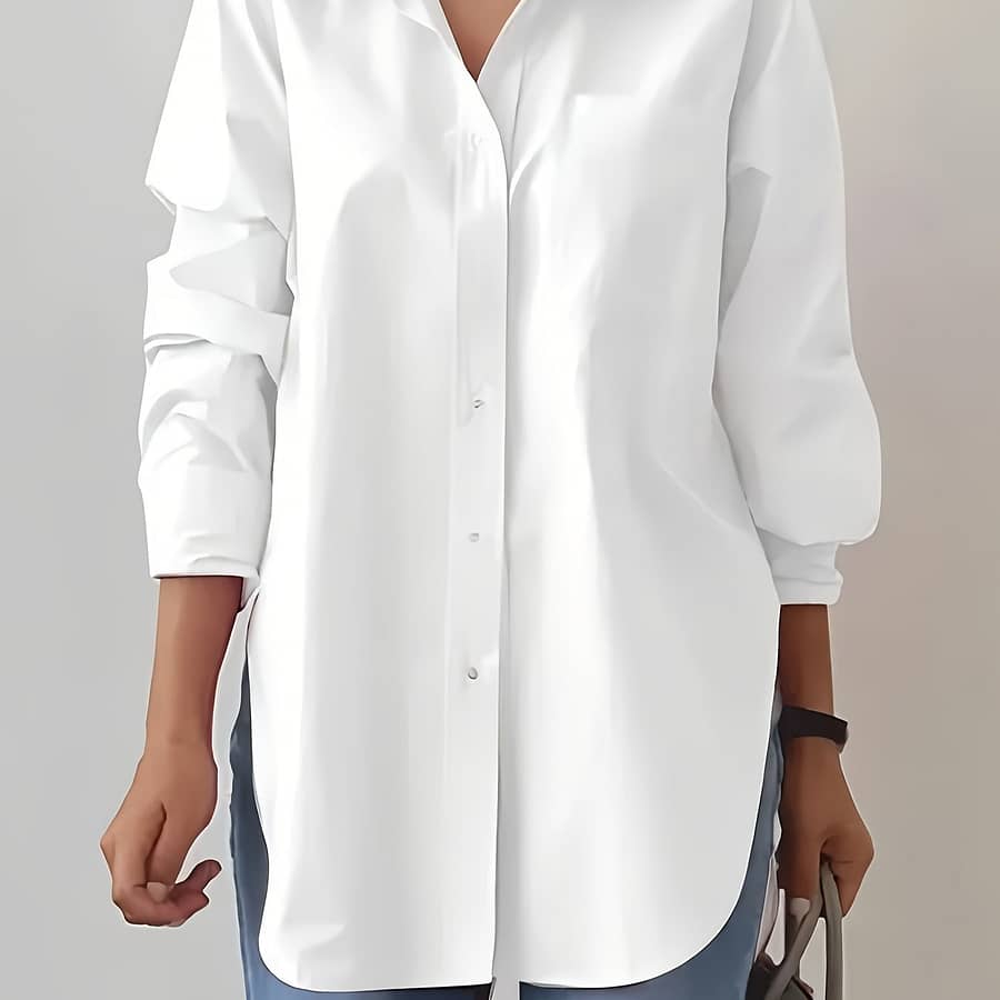 Women’s Elegant Solid Color Button-up Shirt With Long Sleeves – Red, , Spring/summer, Casual Attire|elegant Buttonup|long Sleeve Shirt Blouses Shop Online at Dubai Trades 2