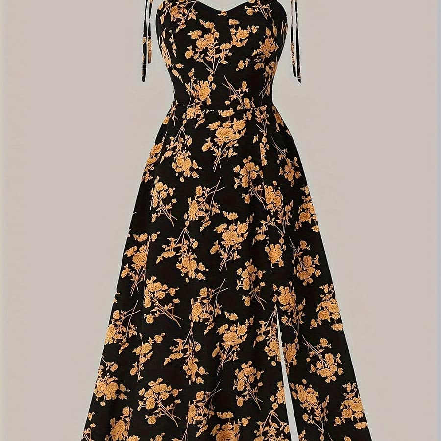 Women’s Elegant Sweetheart Sleeveless Floral Print Sundress Clothing Shop Online at Dubai Trades 2